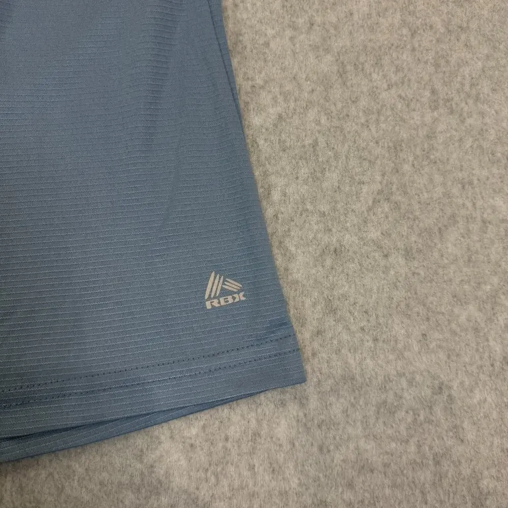 RBX Men's Athletic Shorts Large L Slate Blue Interlock Stripe Zip Pockets 8